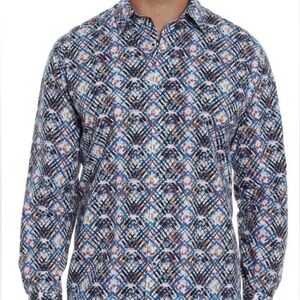 Robert Graham "Pinemark" Classic Fit Long Sleeve Flip Cuff Button Down Shirt L